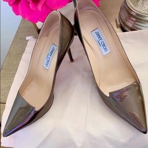 JC Taupe Patent Leather Pointed Toe Pump
